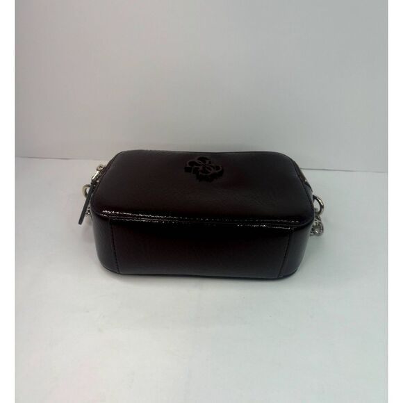 Guess Noelle Shiny Leather Women Shoulder Hand Bag Merlot Burgundy Silver Chain - Picture 6 of 13